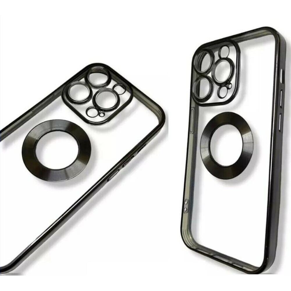 iPhone 14 Pro CD Pattern Hollow Out Phone Case, M2122478, Black METAL Shine NEW